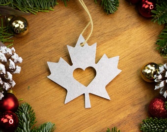 Canadian Maple Leaf Metal Christmas Ornament Personalized Stocking Stuffer
