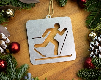 Classic Ski Christmas Ornament, Nordic Skiing Gift, Personalized Ski Ornament, Nordic Ski Racer, Gift for Skiier, Gift for Dad, Gift for Kid