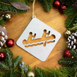 Canoe Christmas Ornament / Personalized Canoe Gift / Wedding Date Canoe / Paddling Partner / Honeymoon Paddle / Boundary Waters / Wilderness