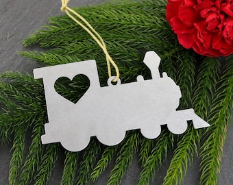 Train Christmas Ornament, Silver Train Gift, Personalized Train Ornament, Gift for Boy, Train Collection, Baby's First Christmas, Caboose