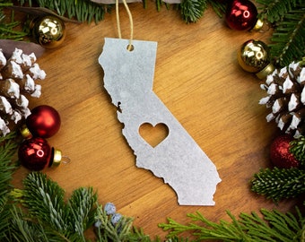 California CA State Christmas Ornament / Personalized California Ornament / California Dreaming / Silver California /