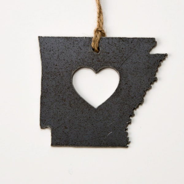 CLEARANCE ARKANSAS State Recycled Steel Metal Christmas Ornament