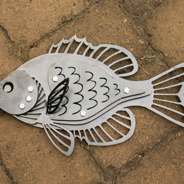 Metal Fish Yard Art Etsy