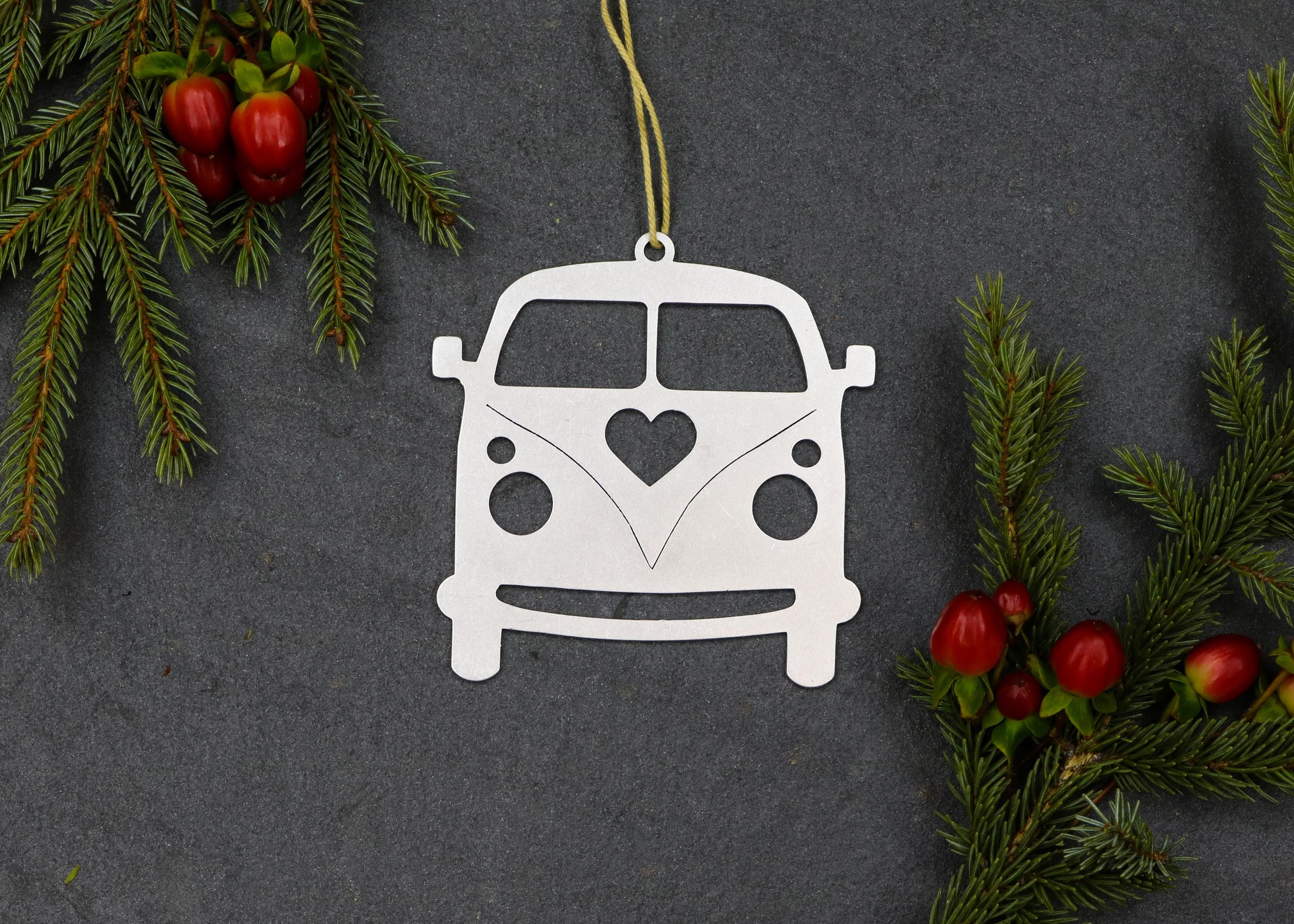 Hippie Van Bus Peace Metal Christmas Ornament Custom Gift