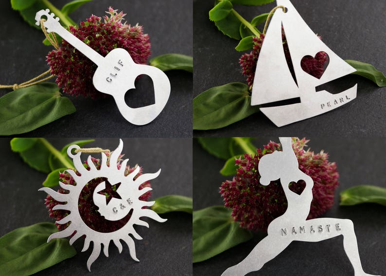 Yoga Ornament Personalized Silver Warrior Two Pose Yoga Keepsake Gift