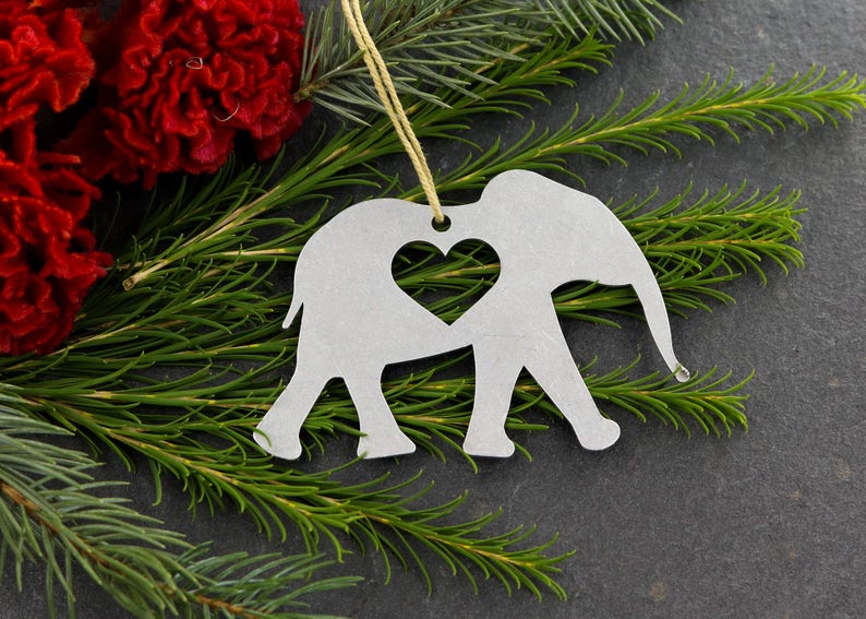 Personalized Elephant Christmas Ornament, Stocking Stuffer, Nursery Elephant, Elephant Jungle Custom Name Gift, Elephant Lover Ornament image 1