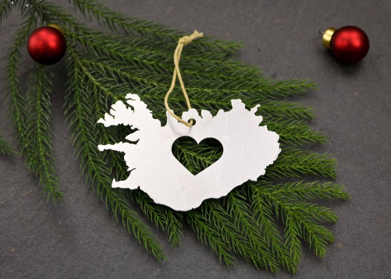 Iceland Christmas Ornament / Iceland Ornament / Travel Iceland Gift / Honeymoon Gift / Engagement Ornament / Nordic Ornament / Island Custom image 2