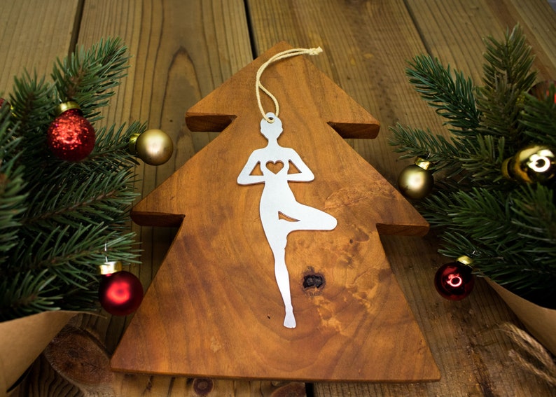 Tree Pose Yoga Christmas Ornament, Personalized Yoga Ornament, Yoga Teacher Gift, Gift for Yogi, Meditation Ornament, Namaste Gift, Gift Her image 2