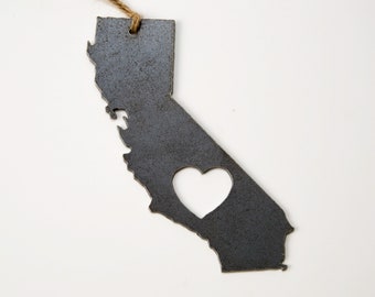 CLEARANCE California CA State Recycled Steel Metal Christmas Ornament