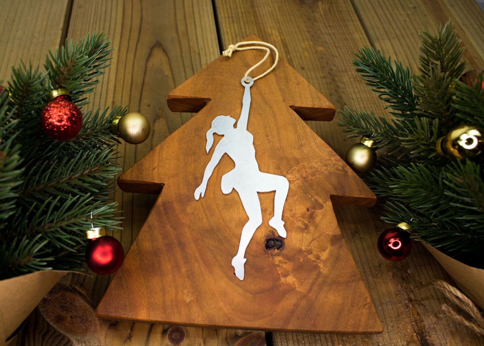 Female Rock Climber Metal Christmas Ornament Custom Gift for Etsy