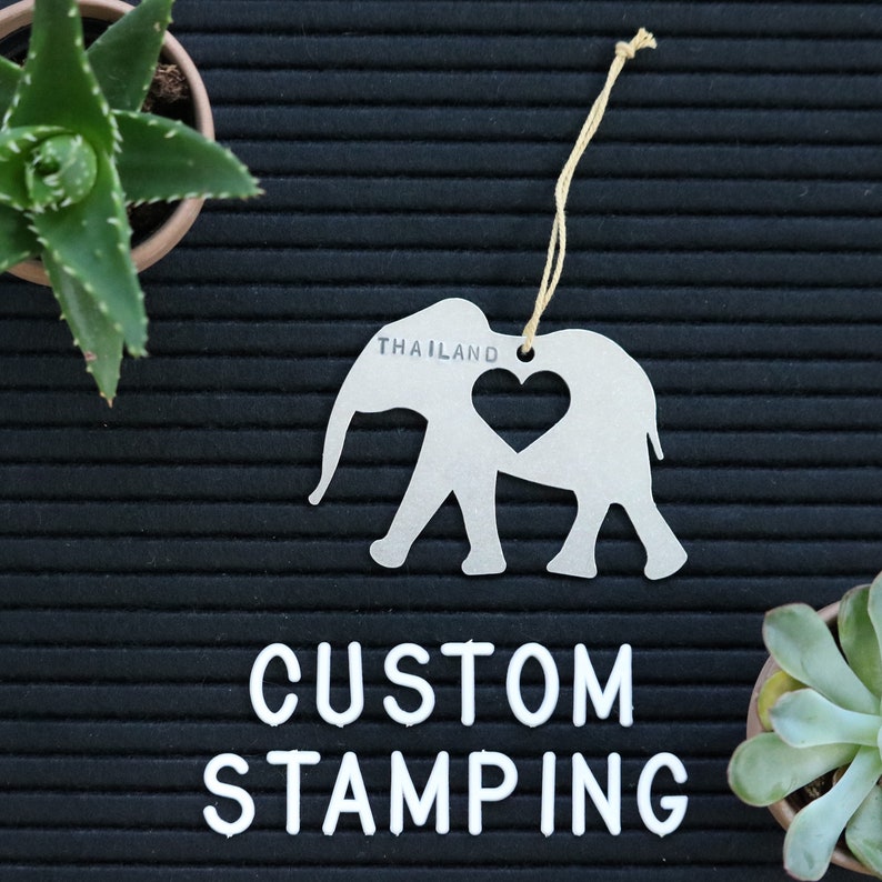 Personalized Elephant Christmas Ornament, Stocking Stuffer, Nursery Elephant, Elephant Jungle Custom Name Gift, Elephant Lover Ornament image 4