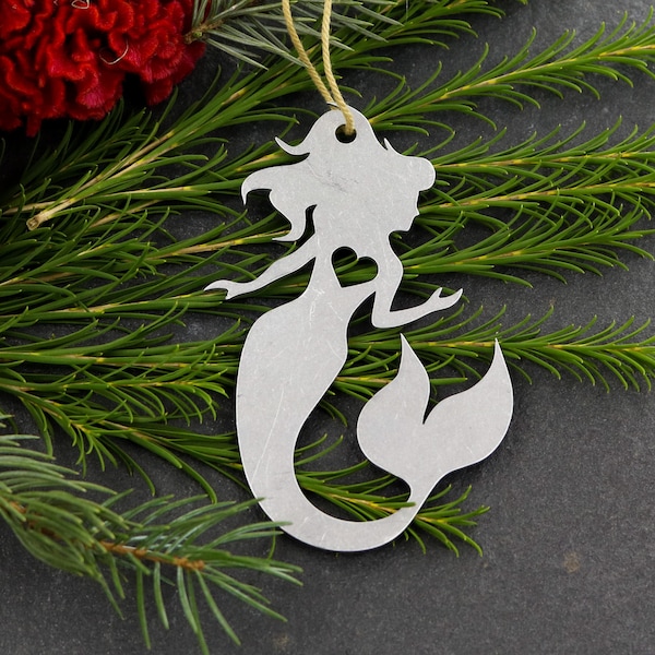 Mermaid Christmas Ornament / Personalized Mermaid Gift / Mermaid Ornament / Silver Mermaid Ornament / Custom Mermaid Ornament / Mermaid Love