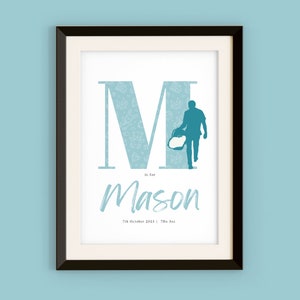 Personalised Baby Boy Name Print | Custom Nursery Art | Newborn Birth Stats Poster | Baby Name Illustration | Customisable Nursery Decor