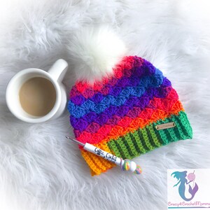 Mermaid Dreams Messy Bun Beanie w/ Bow Pattern image 5