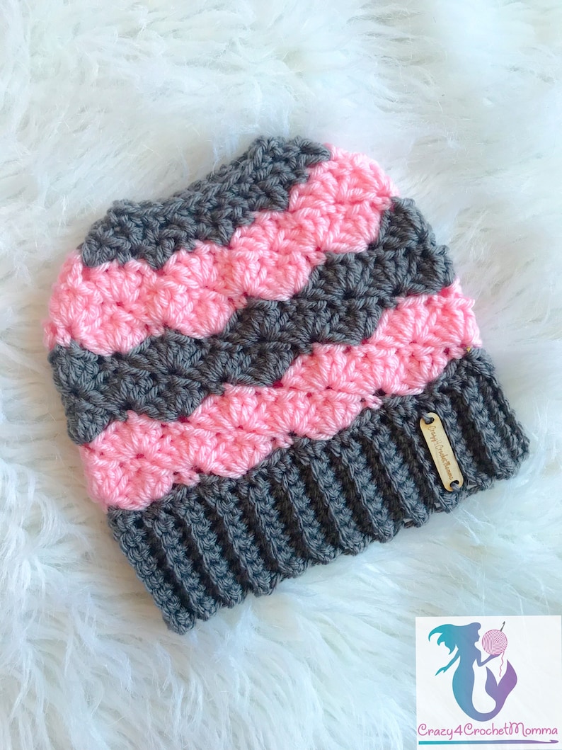 Mermaid Dreams Messy Bun Beanie w/ Bow Pattern image 8