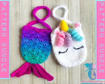 Mermaid and Unicorn Purse Pattern Bundle