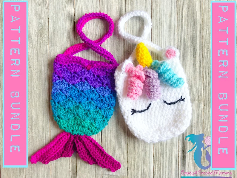 Mermaid and Unicorn Purse Pattern Bundle image 1