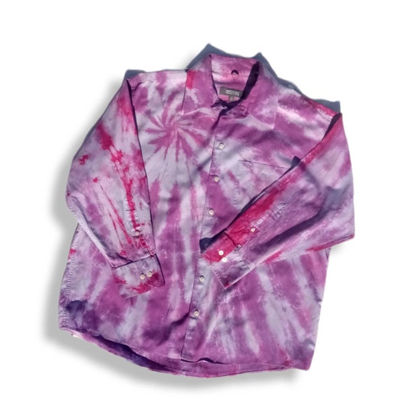 Purple Tie Dye Button Down Shirt | XL
