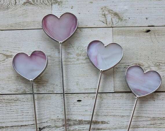 Stained Glass Heart Planter Stake