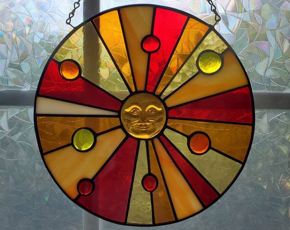 Stained Glass Iridescent Sun Panel