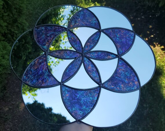 Stained Glass "Seed of Life" Mirror