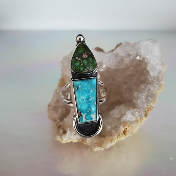 Sonoran Gold and Whitewater Turquoise Ring Size 6