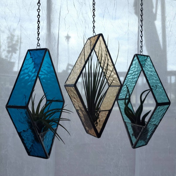 Stained Glass *Includes real air plant* Holder. Mothers Day, birthday, housewarming, anniversary, plant gift, florida room, beach house