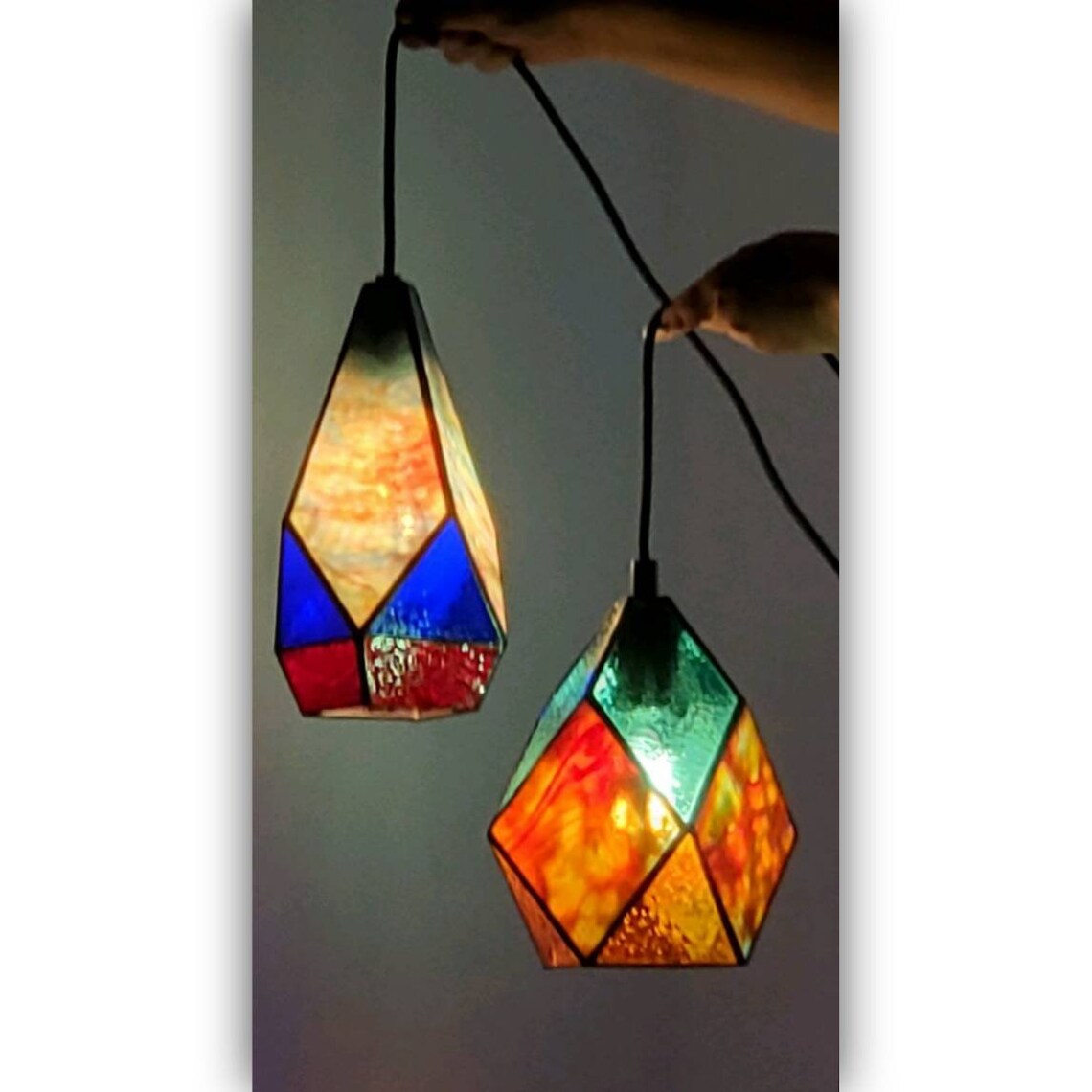 Stained Glass Lamp. Pendant Hanging Light Housewarming Gift Etsy