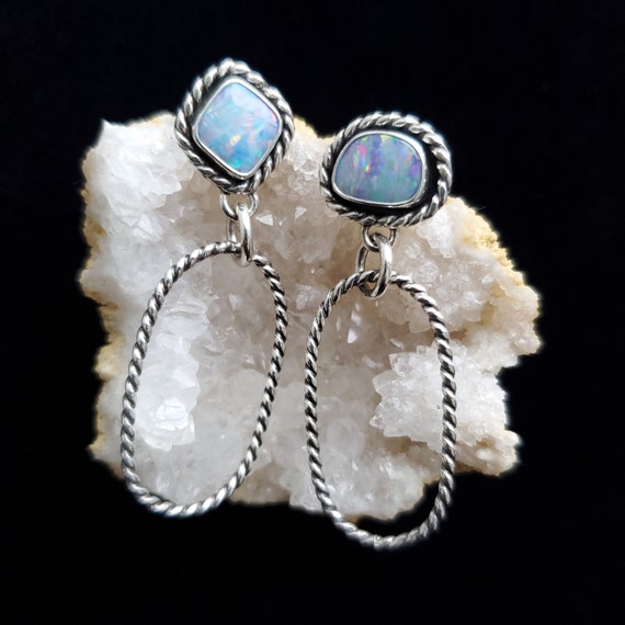 Australian Opal Stud Hoop Earrings