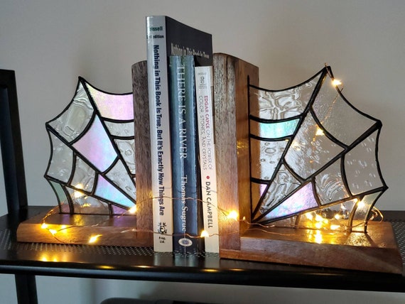 Stained Glass Web Bookends