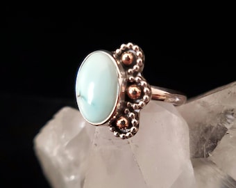 Blue Moon Turquoise Statement Ring: Sterling Silver, Size 8