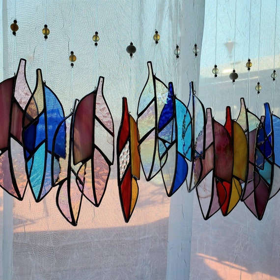 6" Stained Glass Feathers