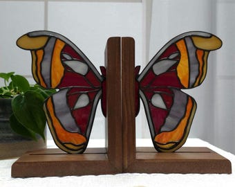 Atlas Moth Stained Glass Bookends