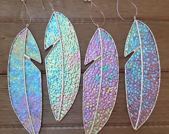 Stained Glass Iridescent Feather