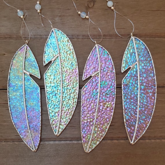Stained Glass Iridescent Feather