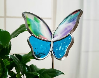 Stained Glass Butterfly Planter. Mothers Day, Butterfly gift, glass butterfly, butterfly birthday, plant gift, butterfly art