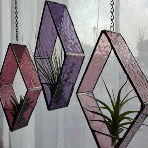 Stained Glass Includes real air plant Holder. Mothers Day, birthday, housewarming, anniversary, plant gift, florida room, beach house image 3