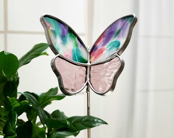 Stained Glass Butterfly Planter. Mothers Day, Butterfly gift, glass butterfly, butterfly birthday, plant gift, butterfly art