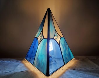 Stained Glass Pyramid Table Lamp
