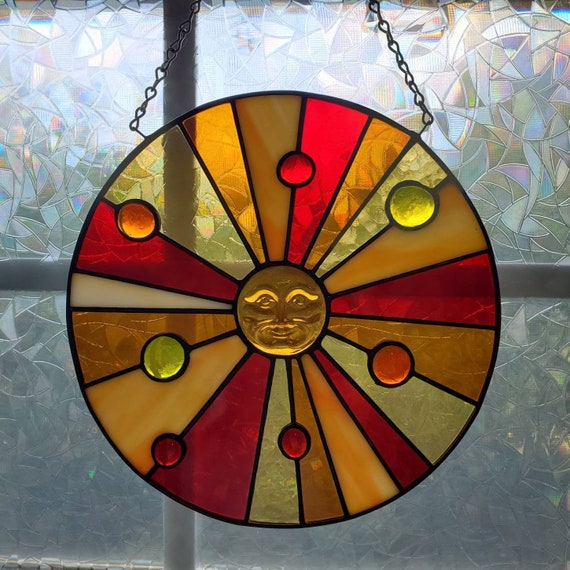 Stained Glass Iridescent Sun Panel