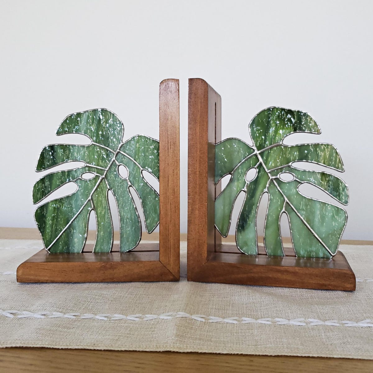 Stained Glass Monstera Bookends - Etsy