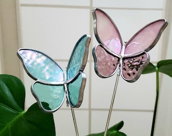 Stained Glass Butterfly Plant Pick: Iridescent Garden Art