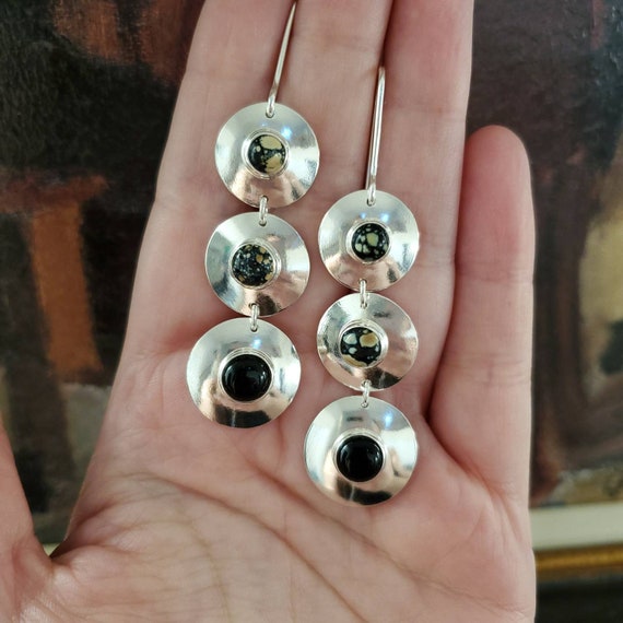 Sterling Silver with New Lander and Black Onyx Earrings