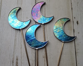 Stained Glass Moon Planter