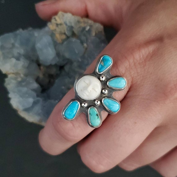 Sonoran Rose Turquoise Ring Size 9