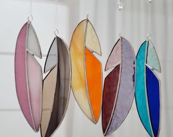 Stained Glass Feathers 6"