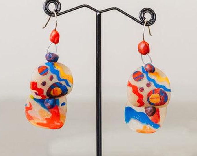 Polymer Clay Multicolor Swoop Earrings