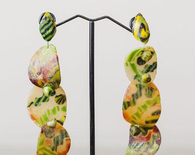 Polymer Clay Golden Swoop Earrings
