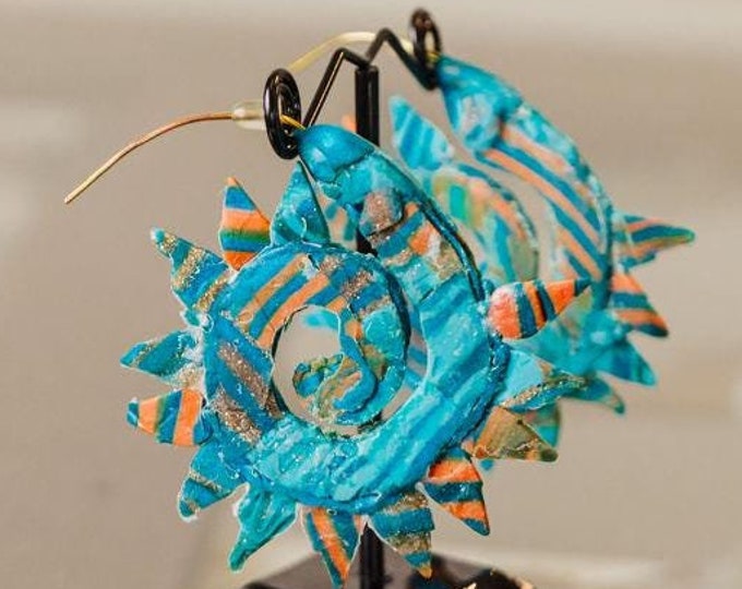 Turquoise Polymer Clay Hoops