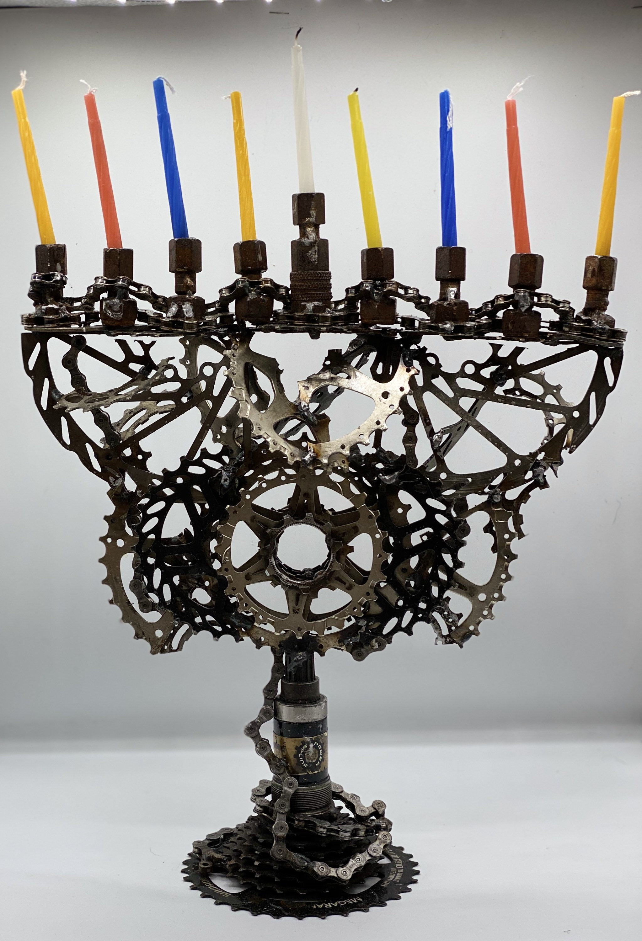 Reclaimed Bicycle Parts Menorah